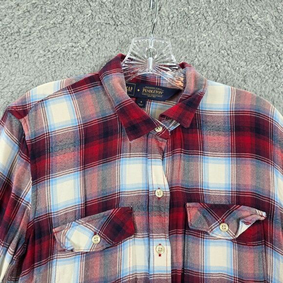 Gap + Pendleton Women Red Long Sleeve Button-Down Shirt Size S - Picture 3 of 12